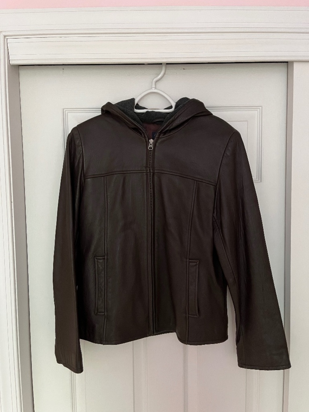 Ann Taylor Brown Leather Jacket Hooded
